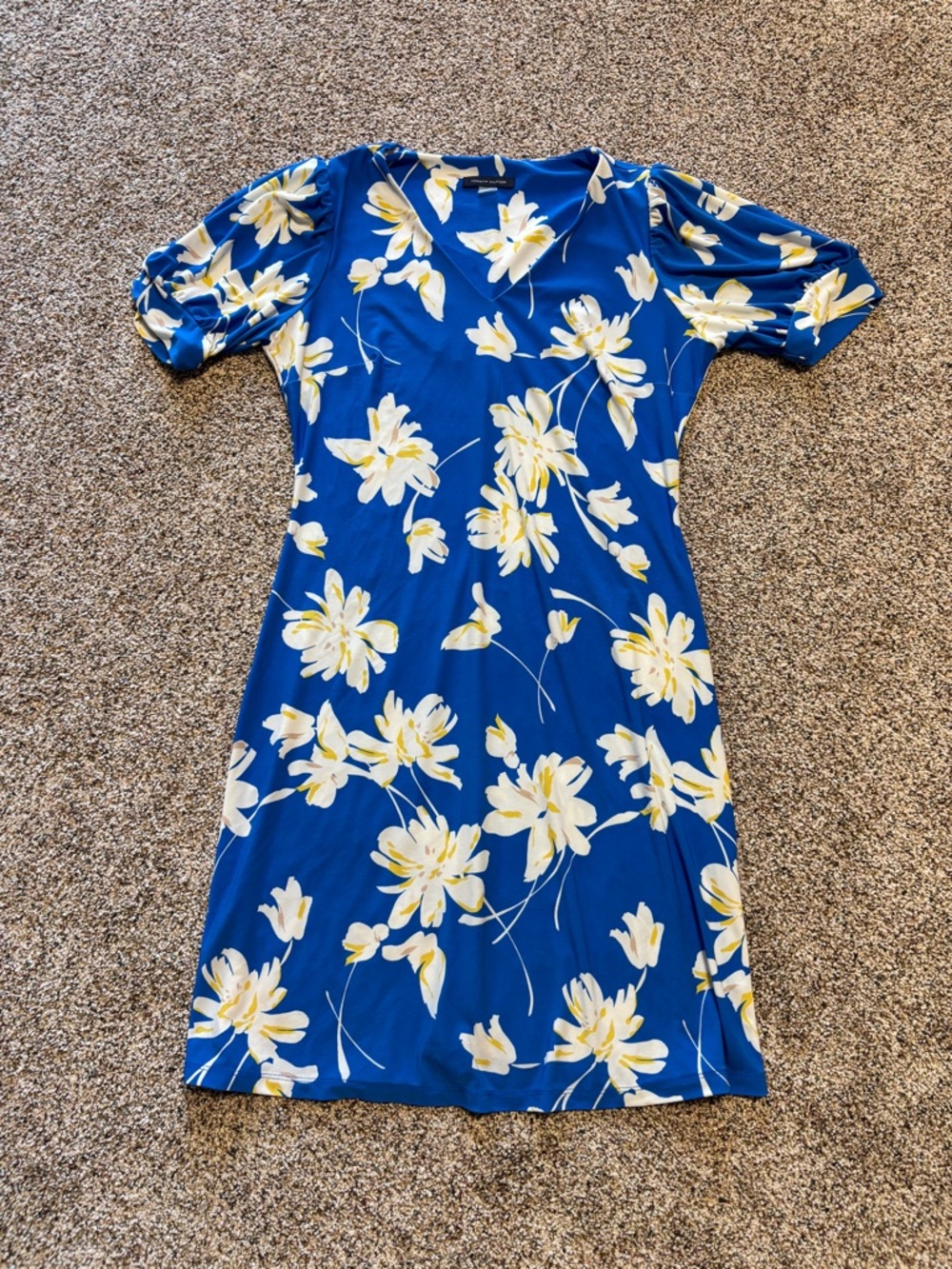 Tommy Hilfiger 4 blue & white floral print V-neck relaxed fit dress short sleeve